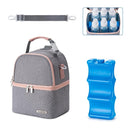 Breastmilk Cooler Bag with Ice Pack Fits 6 Baby Bottles up to 9 Ounce, Breast Milk Pump Cooler Bag with Shoulder Strap for Nursing Mom Daycare, Work, Travel- Grey by TinyTreasures Baby Boutique