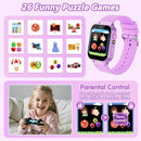 Smart Watch for Kids Girl Gift Ages 3-12, 2 Screen Protector, 26 Puzzle Games, HD Camera Video Music Player Touchscreen Pedometer, Educationtal Toy Brithday Gifts for Girl Ages 4 5 6 7 8 9 10(Purple) by TinyTreasures Baby Boutique