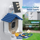 Smart Bird Feeder with Camera Solar Powered & AI Bi rd Identification, 2.4Ghz WiFi Bird feeders for Outdoors, 2K Live Video, Nstant Arrival Alerts - Best Gifts for Bi rd Lovers（Indigo Blue） by CozyNest Decor