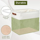 Large Fabric Storage Baskets | 50L Storage Bins, Decorative Linen Closet Baskets with Handles for Organizing, Shelf, Toys, Clothes, Home, Office, Nursery, 17x12x15Inches (Green&White) by CozyNest Decor