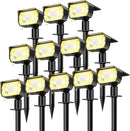 nipify 12 Pack Solar Spot Lights Outdoor Motion Sensor with 3 Modes,Solar Spotlights Outdoor Waterproof 2-in-1 Auto On/Off Solar Landscape Lighting for Outside Yard Wall Garden Pathway, Warm White by GreenHaven Gardens