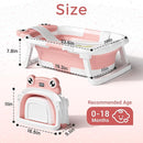 Baby Bathtub, Collapsible Newborn Bathtub for Infant to Toddler 0-24 Months with Soft Cushion and Thermometer,Portable Travel Newborn Tub with No-Slip Feet, Baby Shower Gifts,Pink by TinyTreasures Baby Boutique