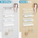 VITVITI Metal Hair Tool Organizer Wall Mount, Hair Dryer Holder with 4 Tier Shelf Basket Hooks, Bathroom Hairs Styling Tool Organizer for Curling Iron/Blow Dryer/Straightener, White by CozyNest Decor