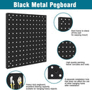 Peg Board,Steel Organization Panels, Ideal for Garage Tool Storage, Office Organization, Craft Room, Kitchen,Pack of 6(Black, 6-12X12)