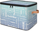 Custom Storage Basket with Name, Personalized Storage Bins with Zipper Lid, Foldable Fabric Storage Box Large capacity with Handle Green Blue Gradient by TinyTreasures Baby Boutique