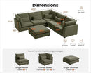 Oversized Modular Sofa, Extra Deep Cloud Chenille Sectional Couch with Ottoman Chaise, Fluffy Chenille Corner V Shape Sofa for Living Room, Villa (Corner V Shape+Ottoman, Chenille Green) by CozyNest Decor