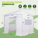 EAGLE PEAK 8x8 Portable Walk-in Greenhouse, Pop-up Indoor Outdoor Garden Green House, Zippered Doors and Windows, PE Cover, White by GreenHaven Gardens