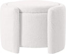 Furniliving Upholstered Button Tufted Round Ottoman, Ottoman with Storage, Teddy Footrest Stool, Removable Lid Convenient Footstools, Bedroom Ottomans with Storage for Vanity, Living Room, White by CozyNest Decor