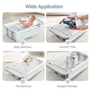 Collapsible Baby Bathtub - Large Capacity Baby Bath Tub with Thermometer & Soft Cushion | Portable Travel Newborn Infant Bathtub | Foldable Toddler Bathtub for Baby 0 to 36 Months (no Stand) by TinyTreasures Baby Boutique