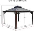 Kozyard Alexander 12' X 12' Aluminum Hardtop Gazebo with Galvanized Steel Double Roof Canopy, Curtain and Netting, Permanent Gazebo Pavilion for Patio, Backyard, Deck, Lawn (Gray) by GreenHaven Gardens