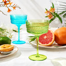 Art Deco Colored Crystal Coupe Glass Set Of 6 Large 9 6OZ Stemmed Glassware by The Wine Savant