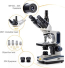 SWIFT Trinocular Compound Microscope SW350T,40X-2500X Magnification,Siedentopf Head,Research-Grade,Two-Layer Mechanical Stage,1.3mp Camera and Software Windows and Mac Compatible by TinyTreasures Baby Boutique