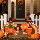 2 PCS Fall Decorations Outdoor Metal Happy Thanksgiving Decorative Garden Stakes with Led Light Welcome Pumpkin Turkey Yard Signs Fall Harvest Lawn Garden Lawn Pathway Decor by CozyNest Decor
