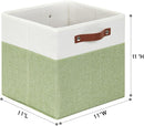 HNZIGE Fabric 11x11 Cube Storage Bins, Set of 4, Foldable Storage Cube Bin Baskets for Shelves with Handles, Bins for Cube Organizer Home Toy Nursery Closet(Green White) by TinyTreasures Baby Boutique
