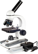 AmScope M148 Compound Monocular Microscope, WF10x Eyepiece, 40x-400x Magnification, LED Illumination, Brightfield, Single-Lens Condenser, Plain Stage, 110V or Battery-Powered, White by TinyTreasures Baby Boutique
