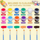 280 Pcs Washable Acrylic Paint for Kids Arts and Crafts, 20 Gouache Watercolor Paint Sets of 12 Colors for Party Classroom Painting Supplies, 20 Flat and 20 Pointed Brushes by TinyTreasures Baby Boutique