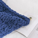WESHIONGOO Chunky Knit Blanket Throw 50"×60" Knitted Throw Blankets for Couch Bed Fluffy Soft Blanket with Jumbo Chenille Yarn Thick 100% Handmade (Navy Blue) by CozyNest Decor