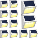 JSOT 12 Pack Solar Lights Outdoor Waterproof for Stairs Decor, Solar Deck Lights Stainless Steel Step Fence Patio Post Wall Lamp for Garden Pathway Walkway LED Lamp Light [Warm Light] by GreenHaven Gardens
