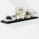 Fun Memories Floating Shelves - 12 Inch Rustic Wooden Wall Shelves - Extra Deeper & Thicker Wall Mounted Storage Shelf for Living Room, Kitchen, Farmhouse - 55" W x 12" D x 1.8" H - Rustic Black by CozyNest Decor