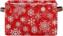 Christmas White Snowflakes on Red Storage Basket Cube Storage Bins Organizer Bag Collapsible Closet Shelf Baskets with handle for Baby Cloth Pet Toy Book 14.2×10.2×8.3 IN by TinyTreasures Baby Boutique
