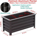 Aluminum Rectangular Outdoor Planter 39.36" Long Box Planter for Patio Porch Indoor Outdoor Weather-Resistant Large Planters with Drainage Hole for Flowers, Dark Brown, 19.68"D x 39.36"W x 19.68"H by GreenHaven Gardens