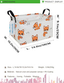 LANGYASHAN Rectangular Storage Bin Collapse Canvas Fabric Cartoon Storage Basket with Handles for Organizing Home Kitchen Boys and Girls Toys Office Closet Shelf Baskets(Rec Fox) by TinyTreasures Baby Boutique