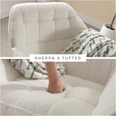Modern Sherpa Accent Chair with Ottoman, Fluffy Upholstered Lounge Chair with Footrest, Comfy Living Room Side Boucle Armchair for Small Space Bedroom Apartment, White by CozyNest Decor