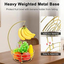 Livabber Countertop Fruit Basket Bowl with Banana Hanger, Modern Standing Fruit Vegetable Bowl Storage, with Banana Tree Holder for Kitchen Dinning Table (Round Metal, Gold) by CozyNest Decor