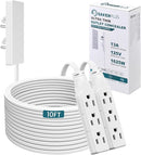 Outlet Concealer Power Strip-Outlet Cover Extender with 3AC Outlets-10ft Flat Plug Extension Cord,Universal Size,1625W for Kitchen, Home and Office,Child & Pet Safe(Dual 10 Foot) by TinyTreasures Baby Boutique