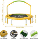 CLORIS 38in/48in Folding Trampoline - Max Load 220lbs / 450lbs Mini Trampoline Rebounder Trampoline for Adults with Adjustable Foam Handle, with safty Padded Cover Best Gift for Kids/Adult by TinyTreasures Baby Boutique
