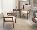 Kmax Modern Dining Chairs Set of 2 Linen Fabric Kitchen Arm Chairs Upholstered Accent Chairs with Wooden Legs for Dining Room, Living Room, Bedroom, White by CozyNest Decor