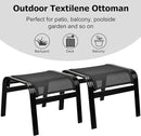 Patio Footstools Outdoor Foot Rest Aluminum Patio Ottomans Portable Seat Wicker Furniture Stackable Ottoman 2 Pieces Black by CozyNest Decor