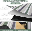 Picnic Blankets Outdoor Extra Large - 80"x80" Portable Waterproof Picnic Blanket, Machine Washable 3-Layer Foldable Picnic Mat with Sandproof Backing for Grass, Park, Hiking, Concerts (GreenStrip) by TinyTreasures Baby Boutique