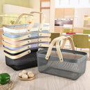 Portable Mesh Harvest Basket - Natural Bamboo Handle Foldable Organizer for Kitchen, Garden & Picnic | Ventilated Storage Bin with Rust-Proof Wire, Space-Saving Farmhouse Decor (White) by GreenHaven Gardens