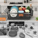Godboat Dish Drying Rack, Dish Rack with Auto-Drain & Mat, Dish Drainers for Kitchen Counter, Glass Organizer for 4 Cups, 3 Slots Utensil Holder, Gifts for Women Mothers Day, Kitchen Gadgets & Decor by CozyNest Decor