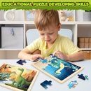 4 Packs Puzzles for Kids Ages 4-6, Wooden Dinosaur Puzzles for Toddlers Ages 2-4, Preschool Educational Dino Puzzles Boards Toys Gifts for 3 4 5 6 Boys Girls by TinyTreasures Baby Boutique