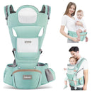 Baby Carrier with Hip Seat, Ergonomic M Position 6in1 Baby Carrier Newborn to Toddler,Head Support and Breathable Mesh Newborn Carrier,Adjustable Baby Holder Carrier for Dad&Mom-Green by TinyTreasures Baby Boutique