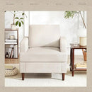 Mid-Century Accent Chair,Modern Linen Fabric Armchair for Living Room,Comfy Upholstered Reading Accent Chairs for Bedroom,Single Sofa Chair with Wood Legs (Beige, 2 Pack) by CozyNest Decor