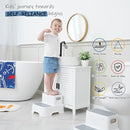 Toddler Step Stool for Bathroom Sink, 2-Pack Kids Toilet Potty Step Stools, Heavy Duty Baby Child Stepping Stool with Handle for Toddlers Kitchen Counter Bedroom Nursery Room (White) by TinyTreasures Baby Boutique