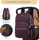 MOMUVO Diaper Bag Backpack, Quilted Baby Bag with Changing Pad & Stroller Straps & Pacifier Case, Large Travel Diaper Bags for Mom Dad, Dark Purple by TinyTreasures Baby Boutique