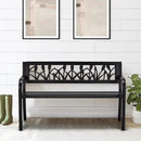 AVAWING Outdoor Bench, 2-Person Garden Benches for Outside, Metal Frame Patio Seating with Floral Pattern Backrest, Armrests for Lawn, Park, Porch, Entryway, Black by CozyNest Decor