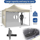 COBIZI 10x10 Heavy Duty Pop up Canopy with 4 Removable Sidewalls, Canopy Tent with Portable Bag, Ez Pop up Tent Commercial Gazebo Waterproof Sunshade for All Weather Party Camp Stall Patio,Khaki by GreenHaven Gardens