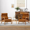 INZOY Mid Century Modern Accent Chair Set of 2, High Back Reading Armchair with Wood Frame, PU Leather Living Room Chairs with Waist Cushion, Single Lounge Arm Chair for Bedroom Sunroom, Camel by CozyNest Decor