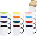 11oz White Ceramic Sublimation Coffee Mug in White Gift Box, 12 Mixed Colors, Case of 12 by CozyNest Decor