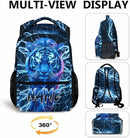 Boys School Backpack, Personalized Tiger Backpacks with Name for Kids Kindergarten Primary Senior Middle, 17 Inch Durable Personalized Cool Lightning Bookbag for School by TinyTreasures Baby Boutique