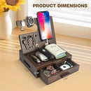 Solid Wood Nightstand Organizer, Docking Station, Gifts for Men, Made of Cedar, Versatile Bedside Table Organizer for Cellphone, Watch, Headphone, Keys, Dark Walnut by CozyNest Decor