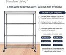 60"x24"x72" PRIME HEAVY DUTY Black 4-Tier Wire Shelving NSF 2400 LBS MAX Capacity Storage Rack for Commercial, School, Home, Garage, Warehouse, Industrial, and Hospital Uses (with Wheels) by CozyNest Decor