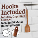 PriorityChef Premium Wooden Spoons for Cooking - 10pc with Spoon Rest and Hanging Hooks, Smooth Finish Teak Wooden Utensil Set, Heat-Resistant & Nonstick Safe, Ideal for Gifting by CozyNest Decor