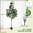 8ft(96in) Fiddle Leaf Fig Tree Artificial - Tall Faux Fiddle Leaf Fig Tree - Fake Fig Plant with Realistic Texture for Indoor Outdoor Modern Home House Office by CozyNest Decor