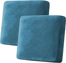 H.VERSAILTEX Velvet Stretch Couch Cushion Cover Plush Cushion Slipcover for Chair Loveseat Sofa Cushion Furniture Protector Seat Cushion Sofa Cover (2 Piece Large Sofa Cushion Covers, Peacock Blue) by CozyNest Decor